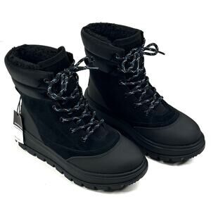 Koolaburra by UGG Deza Lace-Up Utility Boots Womens Size 7 Black Suede New $120